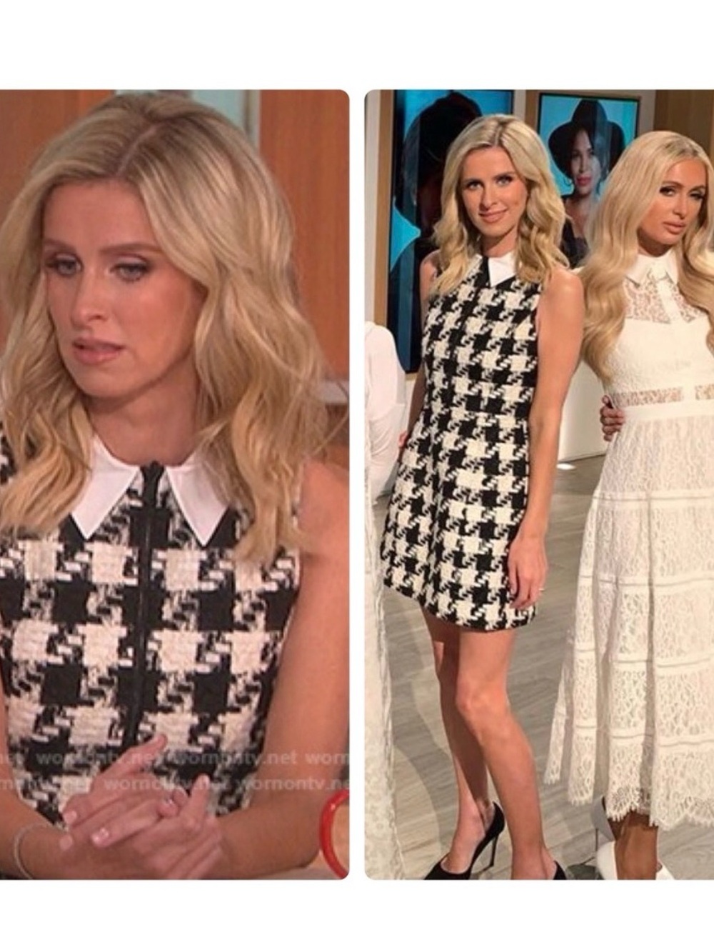 ALICE & OLIVIA Ellis Houndstooth A-Line Dress. Collar, pockets, zippers, lined. - Picture 8 of 11